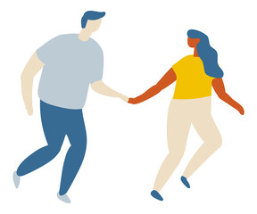 Couple flat vector characters. Romantic date, love