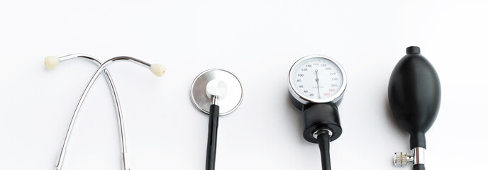 medical equipment on a white background. Diagnosis and treatment