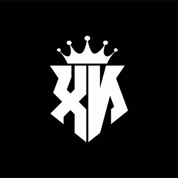 xn logo monogram shield shape with crown design template