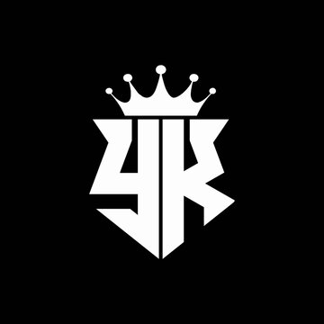 yk logo monogram shield shape with crown design template