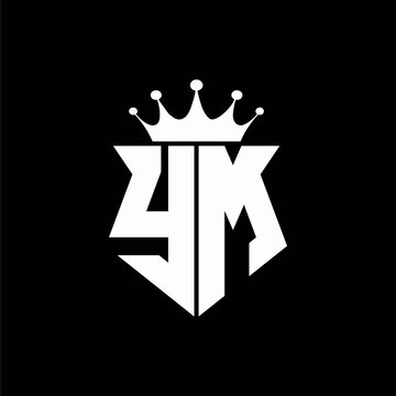 ym logo monogram shield shape with crown design template