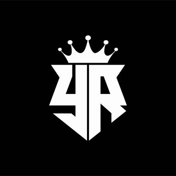yr logo monogram shield shape with crown design template