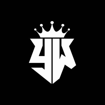 yw logo monogram shield shape with crown design template