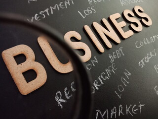 commerce subject word cloud on chalkboard for business study background.