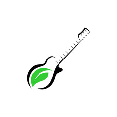 Guitar with Leaf design vector template. Simple set of electric guitar vector icons