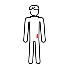 A simple stylized vector image of a man with a rash on his side. The concept is skin diseases, their treatment and prevention.