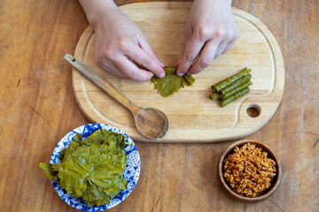 Turkish made, leaf wrapping with rice and bulgur