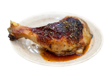 Baked chicken dish with honey and herbs.