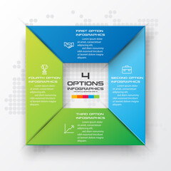 Business infographics template 4 steps with square,Element for design invitations,Vector illustration.