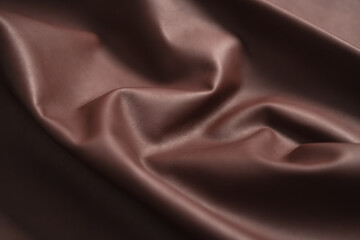 Full grain soft crumpled brown closeup leather shot