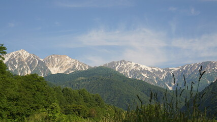 Fototapeta na wymiar mountain landscape of Hakuba in Japan alps