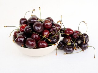 deep red and red sweet cherries fruits close up