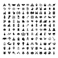 Holidays vector simple icons for web and mobile. Black color silhouette christmas, valentines, easter and halloween clipart.