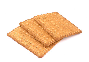 Tasty biscuits with bran on a white background