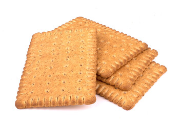 Tasty biscuits with bran on a white background