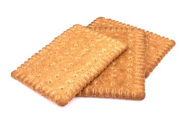 Tasty biscuits with bran on a white background