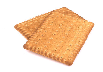 Tasty biscuits with bran on a white background
