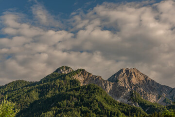 Cloudy evening under Mittagskogel hill on Slovenia and Austria border