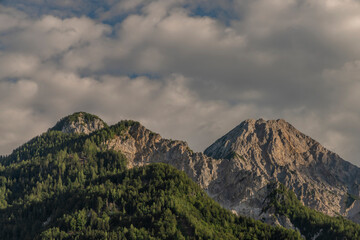 Cloudy evening under Mittagskogel hill on Slovenia and Austria border