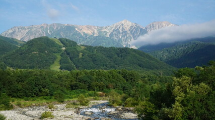 mountain landscape in summer, Hakuba, Nagano 
