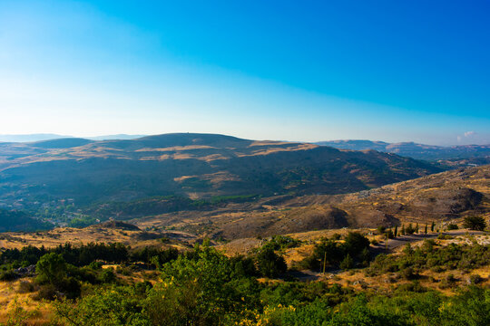 view from the Chouf cedar reserve onto the Lebanon mountains
