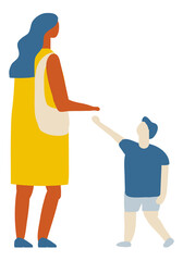 Mother With Child Flat Character Flat Vector