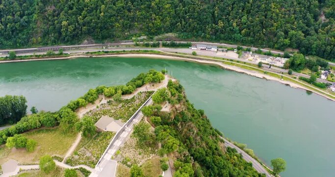 flight around the lorelei at the rhine river in germany part B