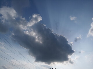 beautiful image of blue sky and lighting of sun on white clouds