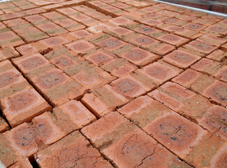 Clay brick at the construction site. Only clay bricks that have been approved and passed the inspection are used.
