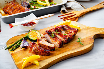 Grilled Sparerib with various vegetables