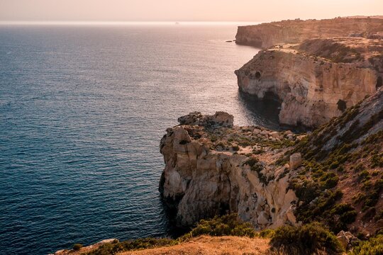 Aerial view of the Bengħajsa Cliffs, South-East of Malta