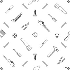 Seamless pattern with a vector tools set for home repair.