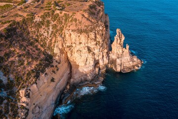Fototapeta na wymiar Aerial view of the Bengħajsa Cliffs, South-East of Malta