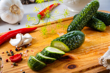 fresh pickled cucumber with garlic, (polish malosolne)
