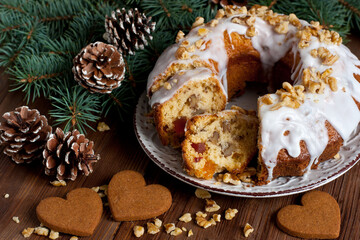 Christmas cake  with several ingredients