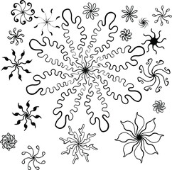 set of vector floral elements