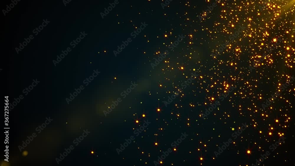 Poster random small particles. 3d rendering of gold dust. computer generated abstract backdrop