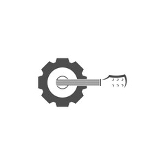 Guitar with Gear design vector template. Simple set of electric guitar vector icons