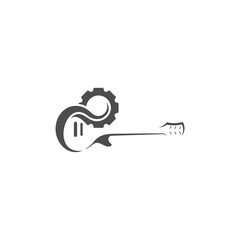 Guitar with Gear design vector template. Simple set of electric guitar vector icons