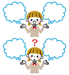 女子学生　選択　吹き出し　セット