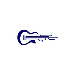 Tech Guitar design vector template. Simple set of electric guitar vector icons