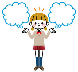 女子学生　選択　吹き出し　驚く