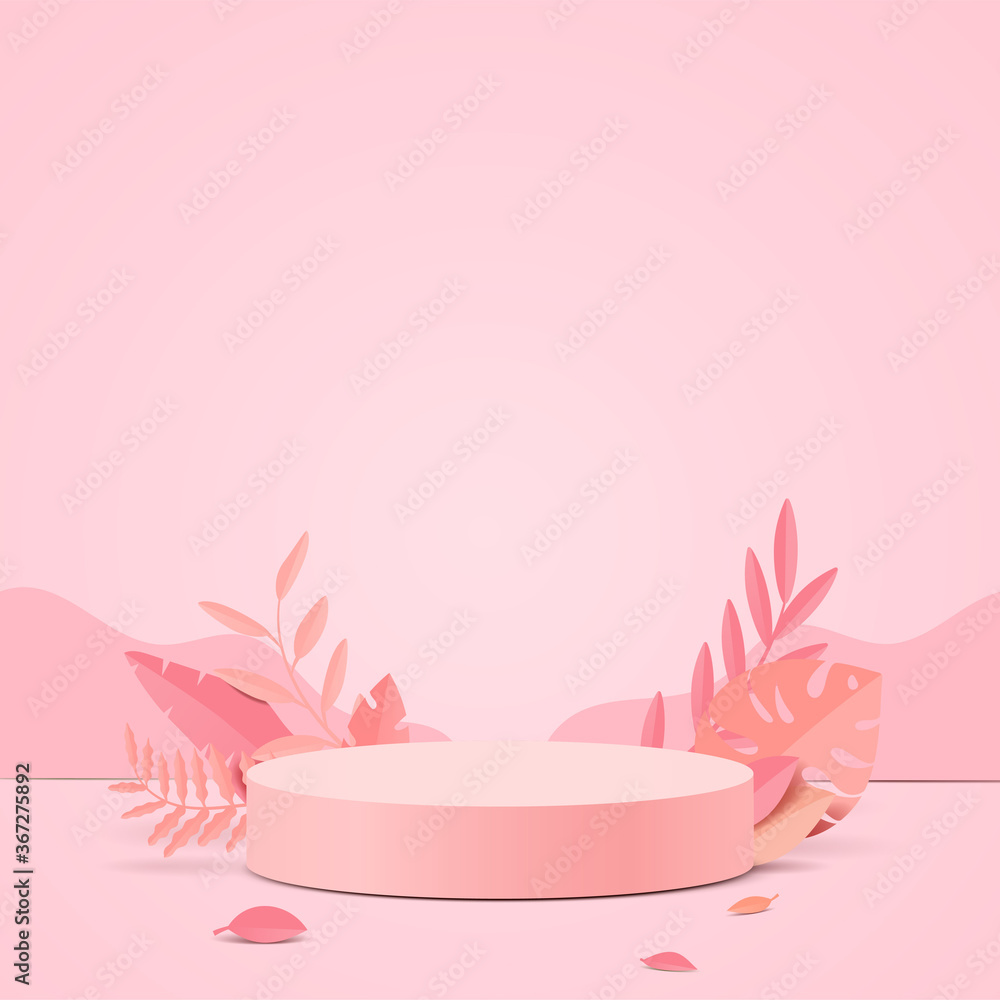 Wall mural abstract minimal scene with geometric forms. cylinder podium display or showcase mockup for product 