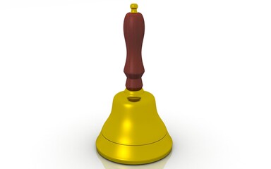 3D illustration of  school bell on white background