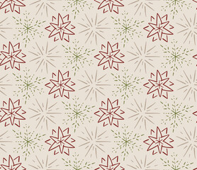 Geometric floral seamless vector pattern, Flowers and leaves botanical garden background texture.