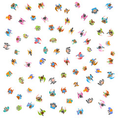 A group of social people. Top view. Crowding people. View from above. 