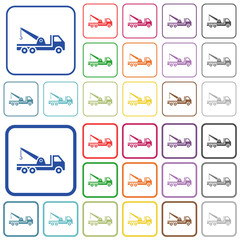 Crane truck outlined flat color icons