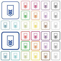 Fototapeta premium Military insignia with three chevrons outlined flat color icons