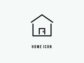 Flat Design Vector Home Icon, Black and White Shape Circle Button. House Symbol Vector Illustration. Isolated Stay Home Sign. Business Element.