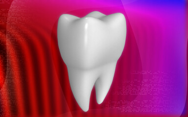 3D illustration of teeth on white background
